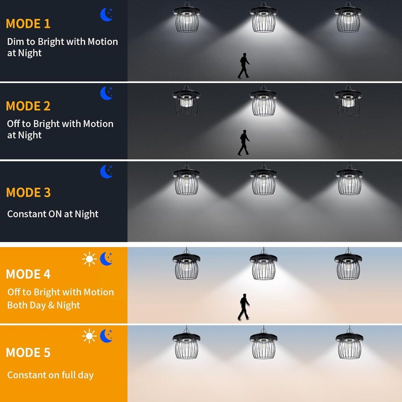 AEQ Solar Shed Light Indoor Outdoor, Solar Gazebo Lights Work in Daytime with Dual Motion Sensor/5 Modes/Remote Control, Waterproof Garage Lights with for Porch Shed Garage Barn - Image 2